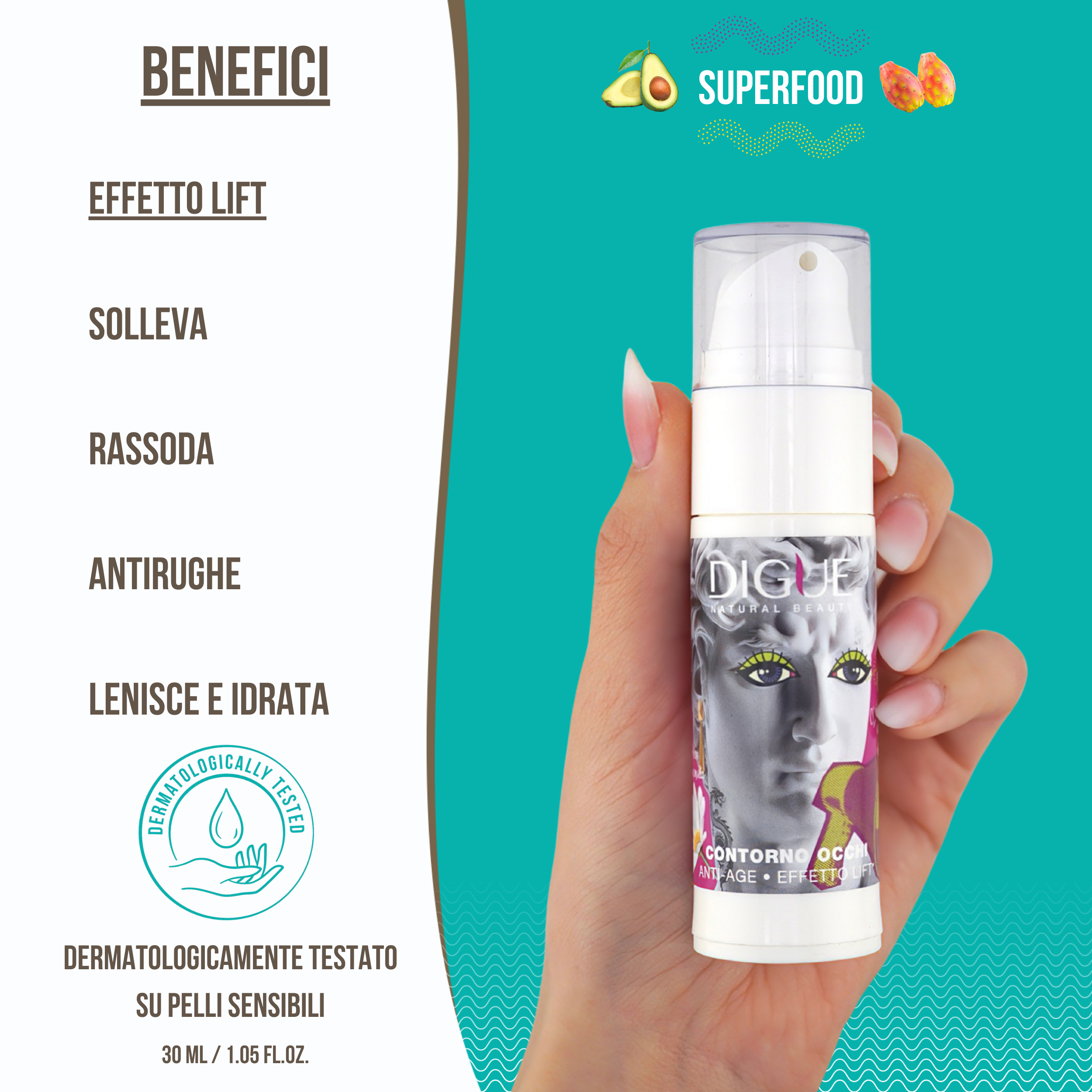 Crema Contorno Occhi Anti-Age - Anti-Rughe | Calma e Rassoda la Pelle del Contorno Occhi | 30 ml Made in Italy