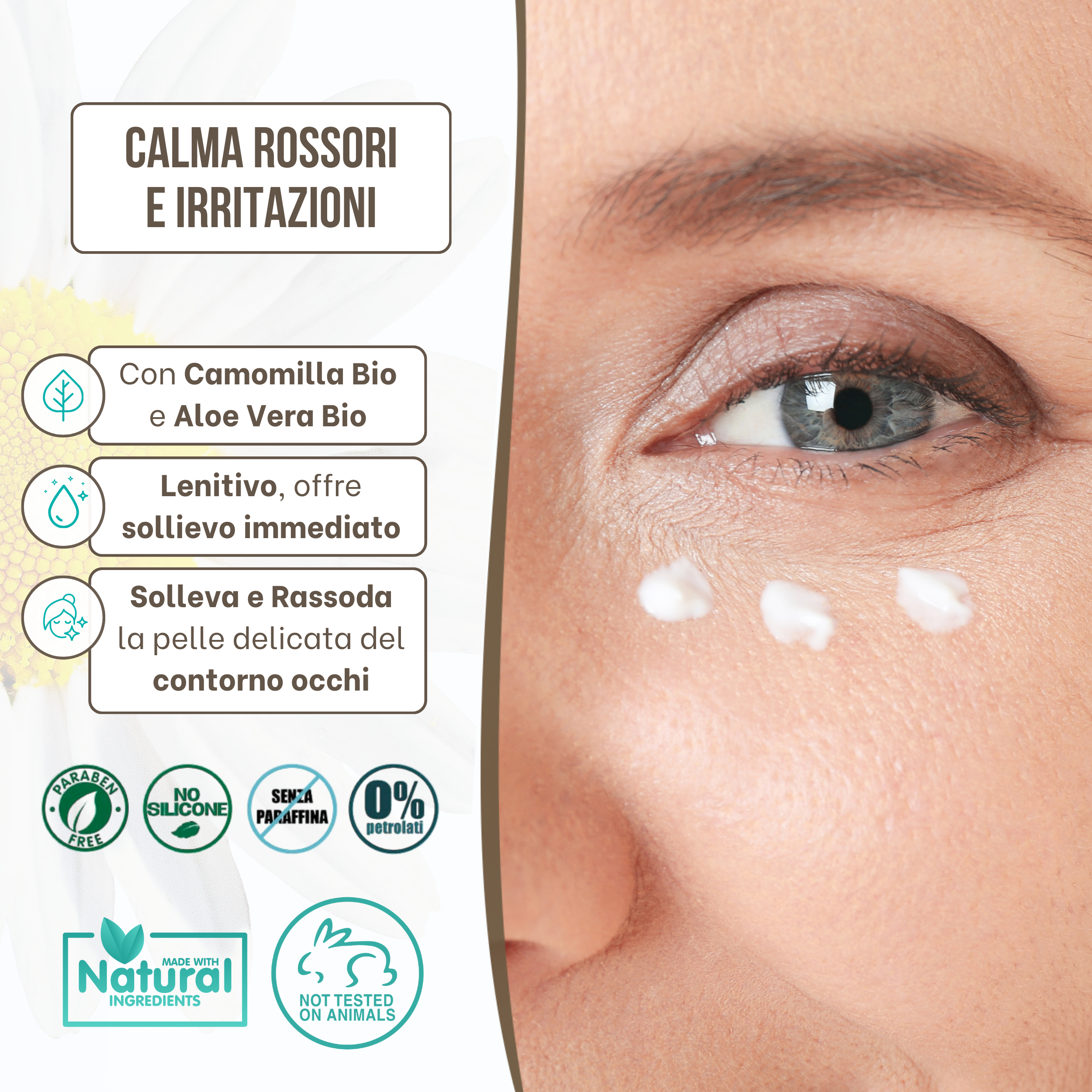 Crema Contorno Occhi Anti-Age - Anti-Rughe | Calma e Rassoda la Pelle del Contorno Occhi | 30 ml Made in Italy