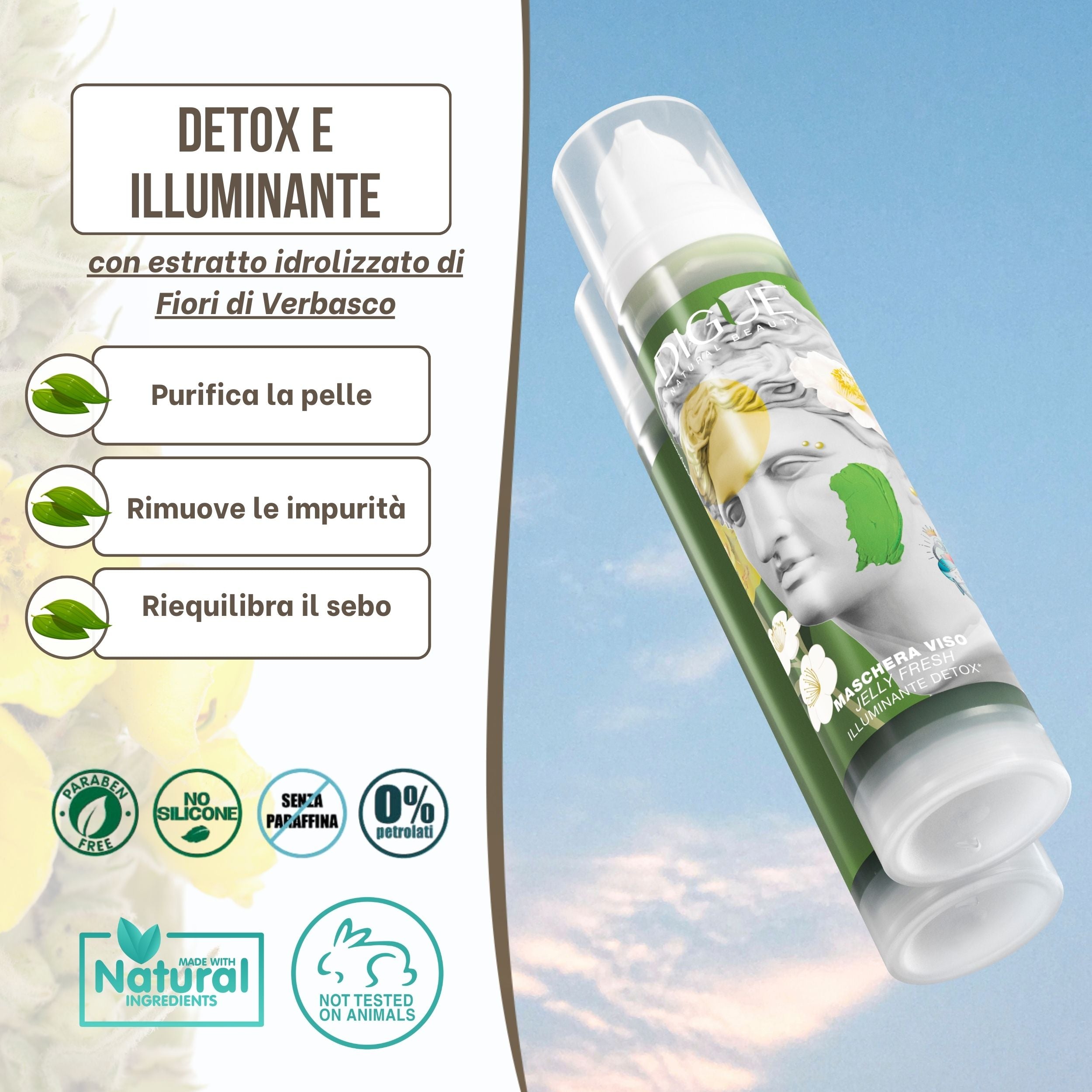 Maschera Viso Bio Illuminante e Detox | Cura la Pelle Irritata, Punti Neri e Acne