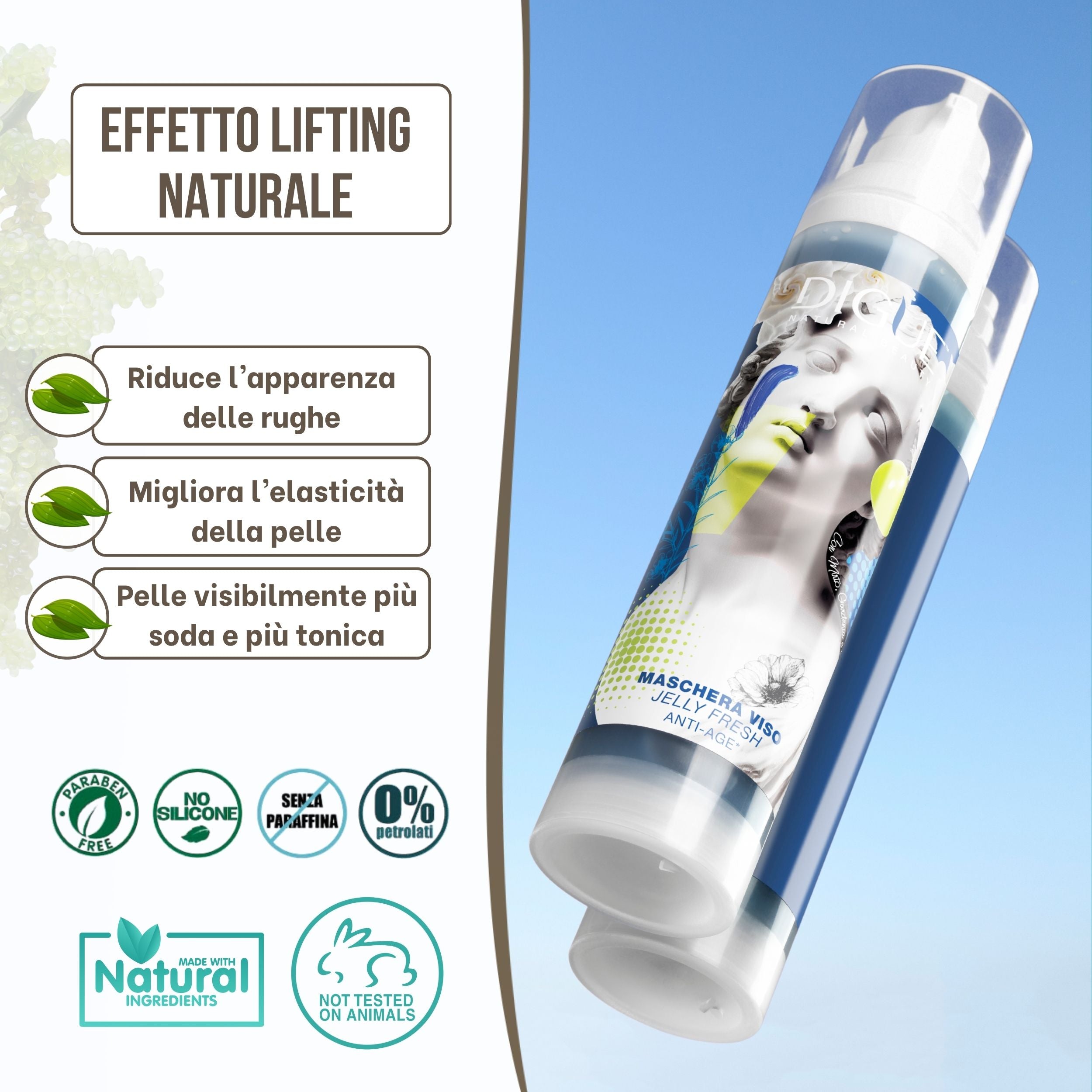 Maschera Viso Bio Antiage-Antirughe - Effetto Lift contro Rughe e Linee Sottili