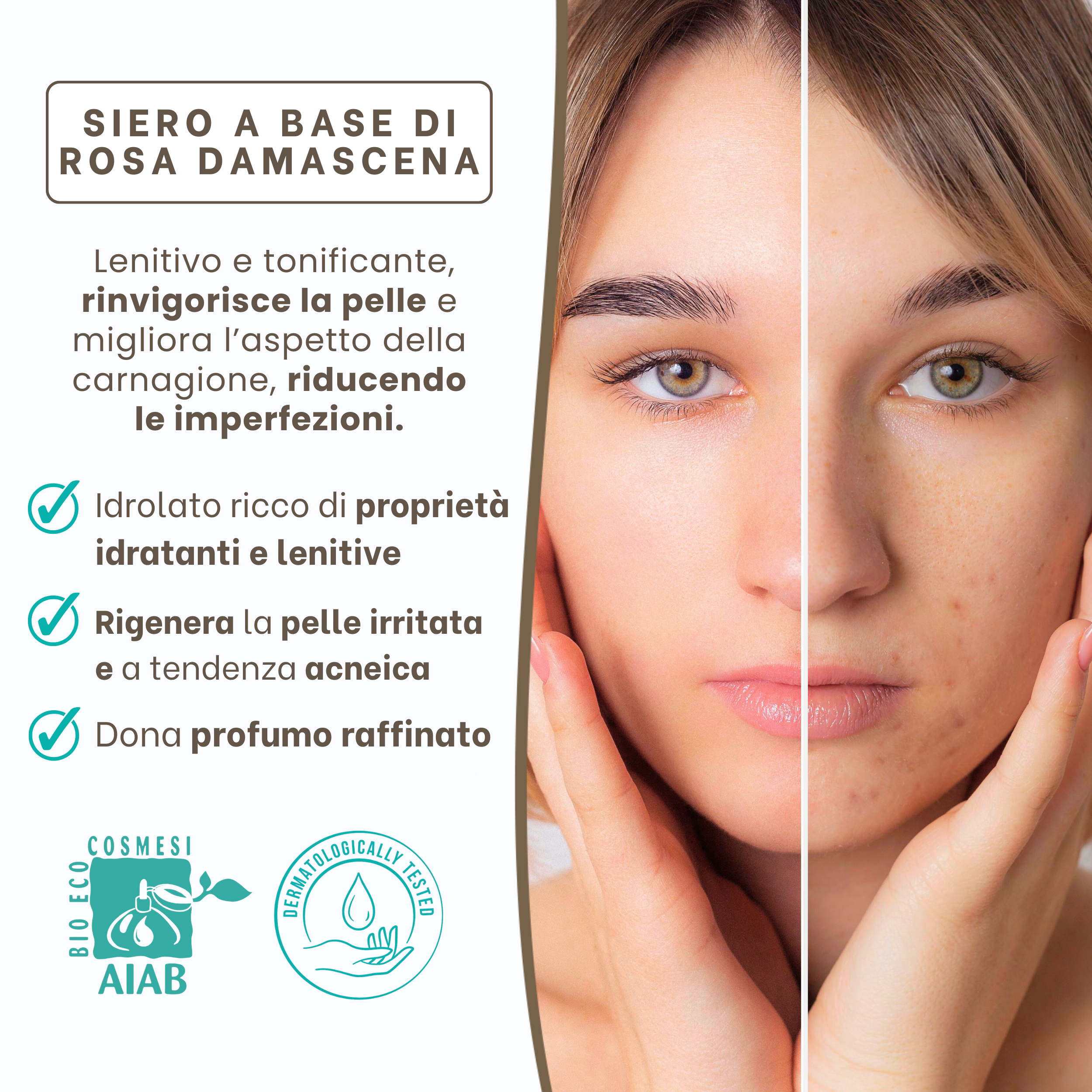 Siero Viso Bio Antiage, Antirughe e Lenitivo - Trattamento Superfood per Pelle Irritata e Acneica