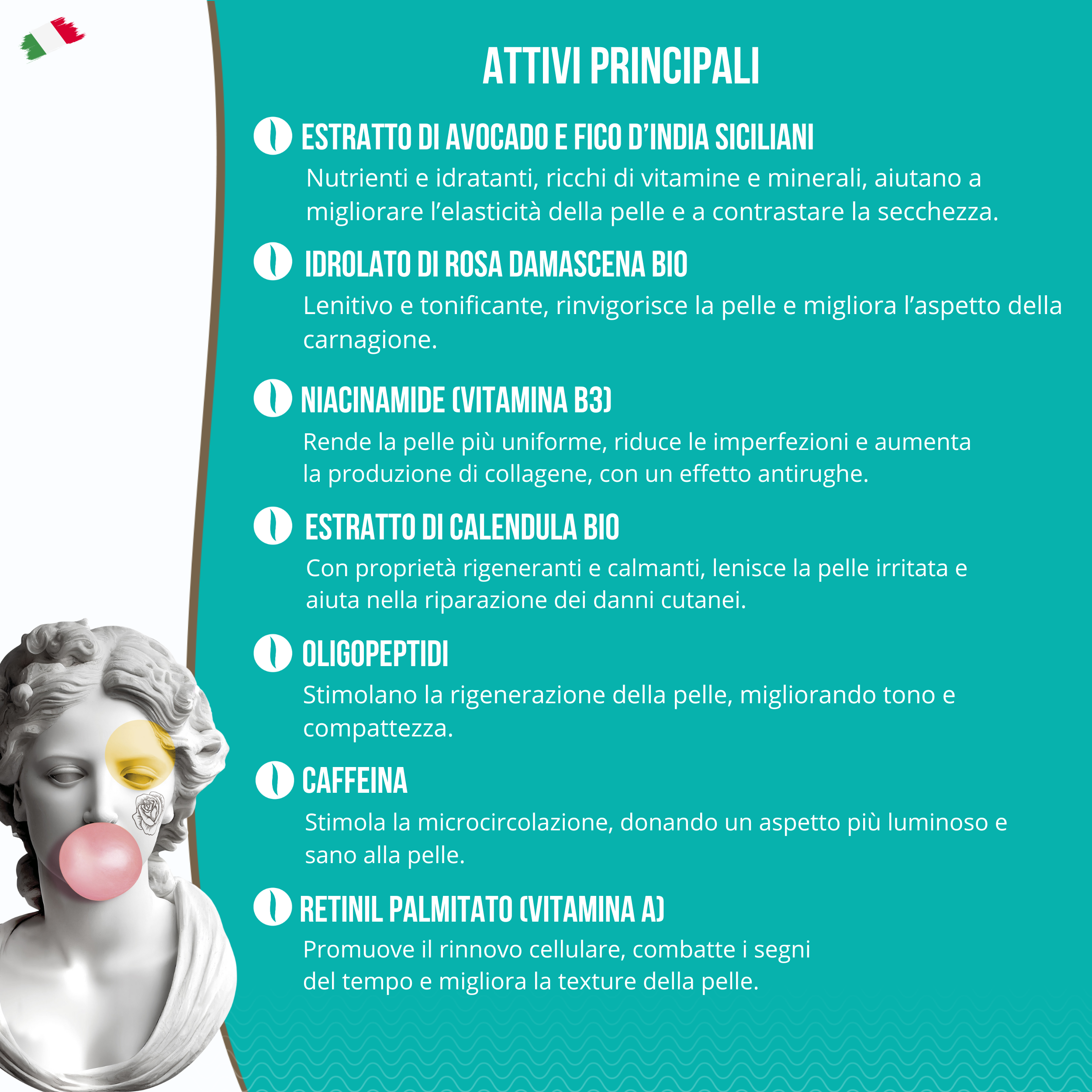 Siero Viso Bio Antiage, Antirughe e Lenitivo - Trattamento Superfood per Pelle Irritata e Acneica