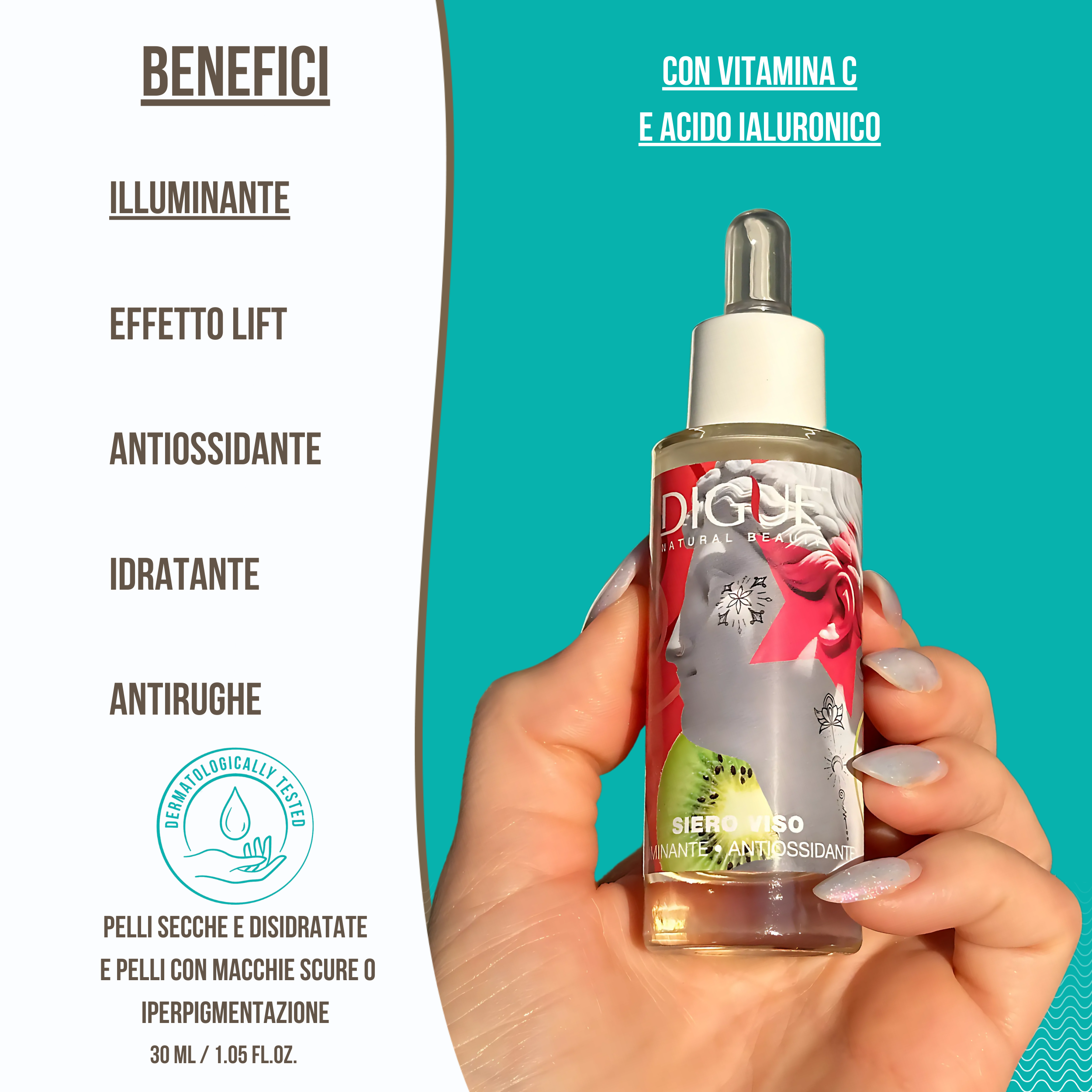 Siero Viso Bio Illuminante con Vitamina C - Effetto Anti-Macchie e Anti-Rughe